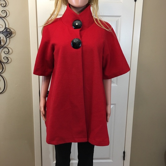 Luii Jackets & Blazers - Luii red wool blend swing coat